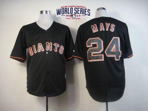 Custom Fan-Made Willie Mays San Francisco Giants #24 Black 2014 Baseball Jersey