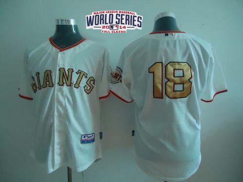 Custom Fan-Made Matt Cain Cream NO San Francisco Giants #18 Gold 2014 Baseball Jersey