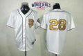 Custom Fan-Made Buster Posey Cream NO San Francisco Giants #28 Gold 2014 Baseball Jersey