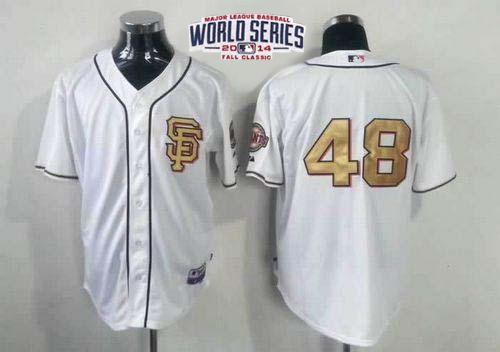 Custom Fan-Made Pablo Sandoval Cream NO San Francisco Giants #48 Gold 2014 Baseball Jersey