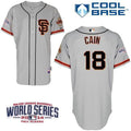 Custom Fan-Made Matt Cain San Francisco Giants #18 Grey 2014 Baseball Jersey