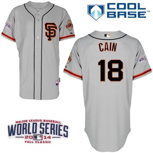 Custom Fan-Made Matt Cain San Francisco Giants #18 Grey 2014 Baseball Jersey