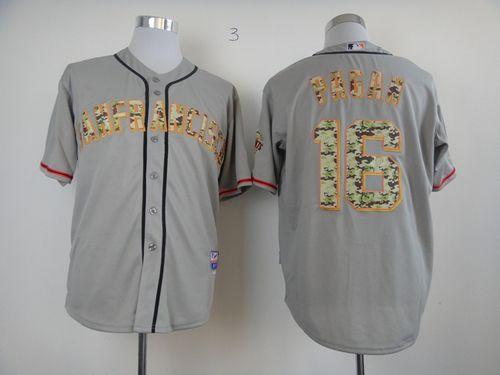 Custom Fan-Made Angel Pagan San Francisco Giants #16 Grey USMC Baseball Jersey