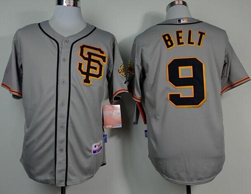 Custom Fan-Made Brandon Belt San Francisco Giants #9 Grey Baseball Jersey