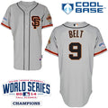 Custom Fan-Made Brandon Belt San Francisco Giants #9 Grey 2014 Baseball Jersey