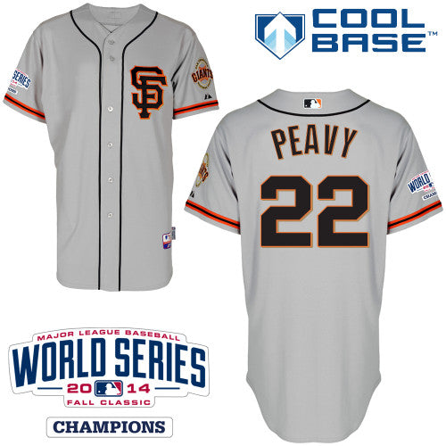 Custom Fan-Made Jake Peavy San Francisco Giants #22 Grey 2014 Baseball Jersey