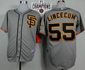 Custom Fan-Made Tim Lincecum San Francisco Giants #55 Grey 2014 Baseball Jersey