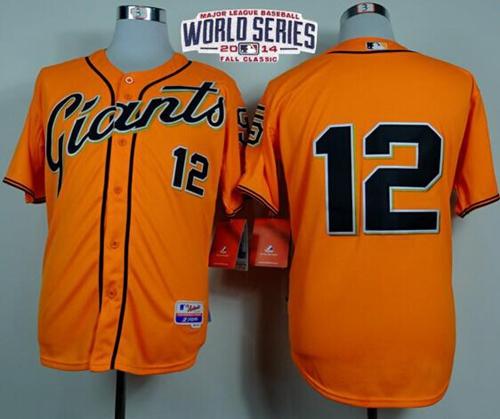 Custom Fan-Made Joe Panik San Francisco Giants #12 Orange 2014 Baseball Jersey
