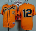 Custom Fan-Made Joe Panik San Francisco Giants #12 Orange 2014 Baseball Jersey