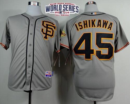 Custom Fan-Made Travis Ishikawa San Francisco Giants #45 Grey 2014 Baseball Jersey