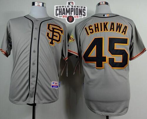Custom Fan-Made Travis Ishikawa San Francisco Giants #45 Grey 2014 Baseball Jersey