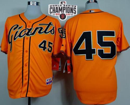 Custom Fan-Made Travis Ishikawa San Francisco Giants #45 Orange 2014 Baseball Jersey