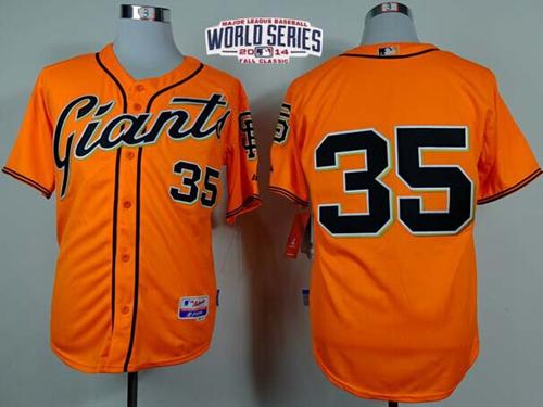 Custom Fan-Made Brandon Crawford San Francisco Giants #35 Orange 2014 Baseball Jersey