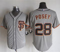 Custom Fan-Made Buster Posey San Francisco Giants #28 Grey Baseball Jersey