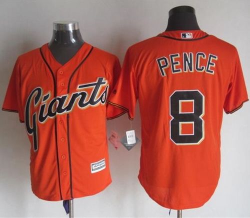 Custom Fan-Made Hunter Pence San Francisco Giants #8 Orange Baseball Jersey