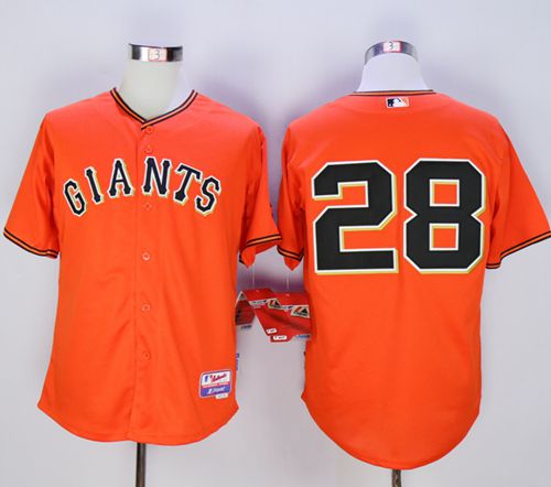 Custom Fan-Made Buster Posey San Francisco Giants #28 Orange Baseball Jersey