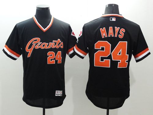 Custom Fan-Made Willie Mays Cooperstown San Francisco Giants #24 Black Baseball Jersey
