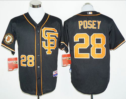 Custom Fan-Made Buster Posey San Francisco Giants #28 Black 2016 Baseball Jersey