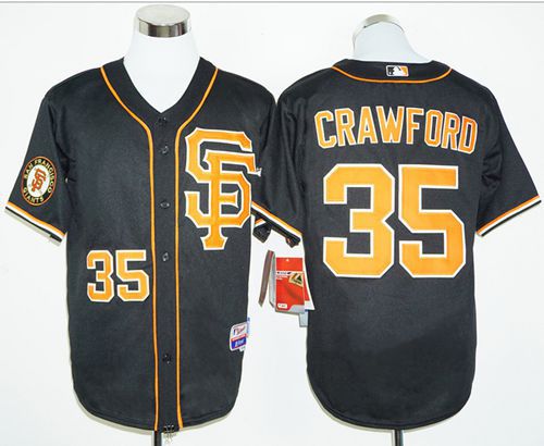 Custom Fan-Made Brandon Crawford San Francisco Giants #35 Black 2016 Baseball Jersey