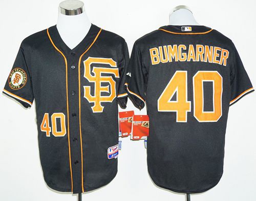 Custom Fan-Made Madison Bumgarner San Francisco Giants #40 Black 2016 Baseball Jersey