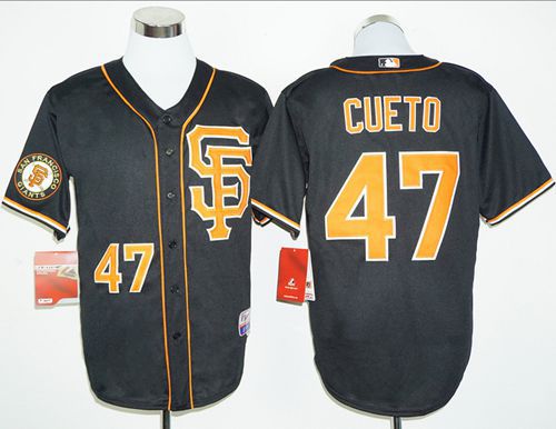 Custom Fan-Made Johnny Cueto San Francisco Giants #47 Black 2016 Baseball Jersey