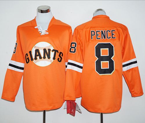 Custom Fan-Made Hunter Pence Long San Francisco Giants #8 Orange Baseball Jersey