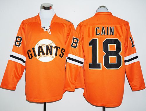 Custom Fan-Made Matt Cain Long San Francisco Giants #18 Orange Baseball Jersey