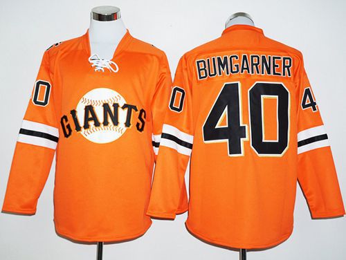 Custom Fan-Made Madison Bumgarner Long San Francisco Giants #40 Orange Baseball Jersey