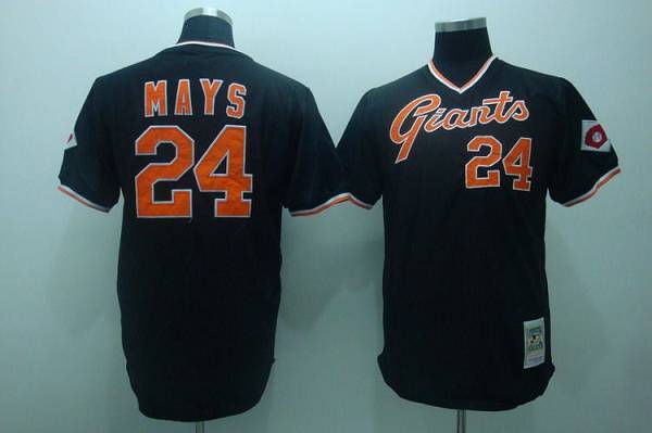 Custom Fan-Made Mays San Francisco Giants #24 Black Throwback Baseball Jersey