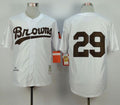 Custom Fan-Made Satchel Paige Cleveland Browns #29 White 1953 Throwback Baseball Jersey