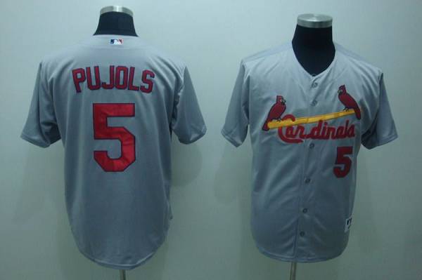 Custom Fan-Made Albert Pujols St. Louis Cardinals #5 Grey Baseball Jersey