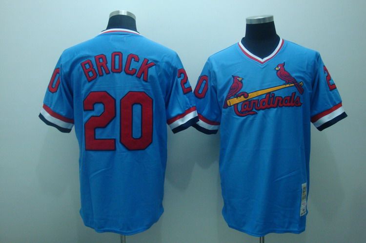Custom Fan-Made Lou Brock St. Louis Cardinals #20 Blue Throwback Baseball Jersey