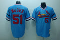 Custom Fan-Made Willie McGee St. Louis Cardinals #51 Blue Throwback Baseball Jersey