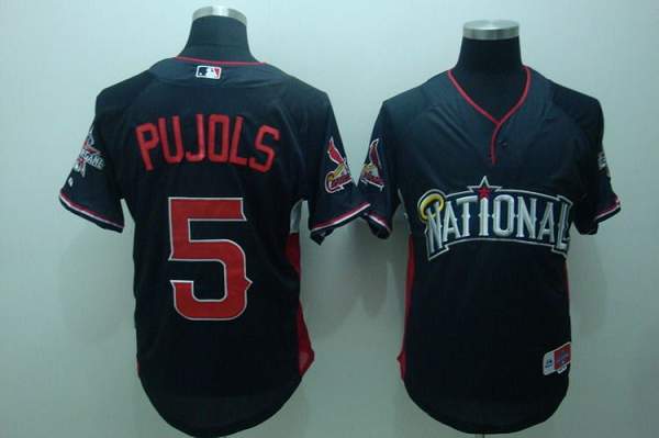 Custom Fan-Made Albert Pujols Nation BP St. Louis Cardinals #5 Blue 2010 All-Star Edition Baseball Jersey