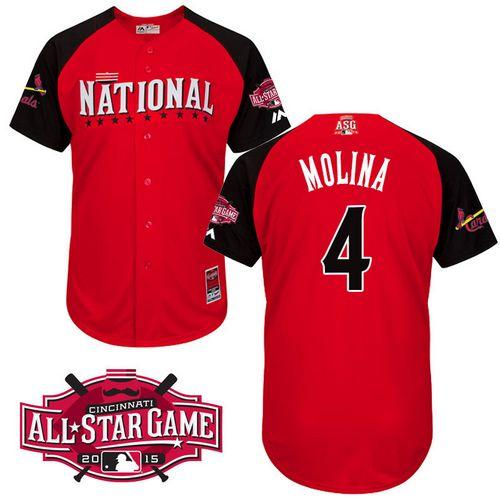 Custom Fan-Made Yadier Molina St. Louis Cardinals #4 Red 2015 All-Star Edition Baseball Jersey