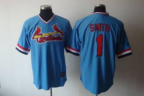 Custom Fan-Made Ozzie Smith Cooperstown St. Louis Cardinals #1 Blue Throwback Baseball Jersey