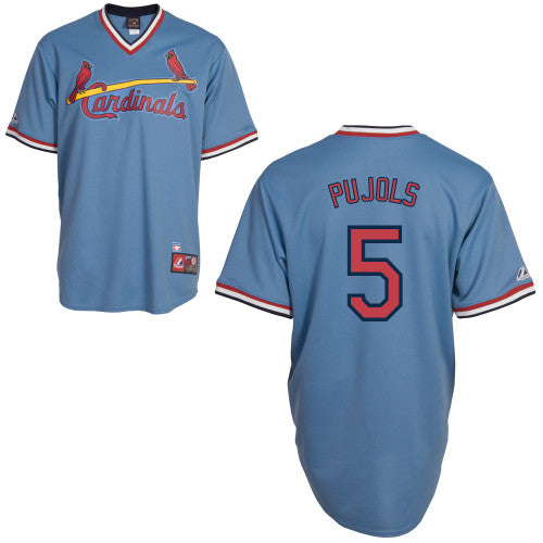 Custom Fan-Made Albert Pujols Cooperstown St. Louis Cardinals #5 Blue Throwback Baseball Jersey