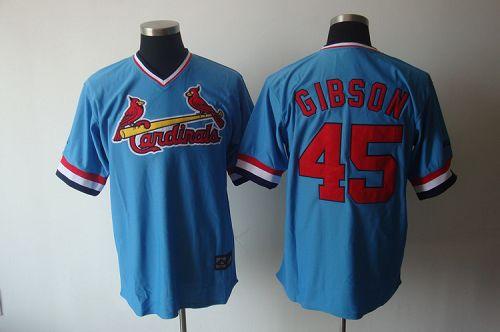 Custom Fan-Made Bob Gibson Cooperstown St. Louis Cardinals #45 Blue Throwback Baseball Jersey