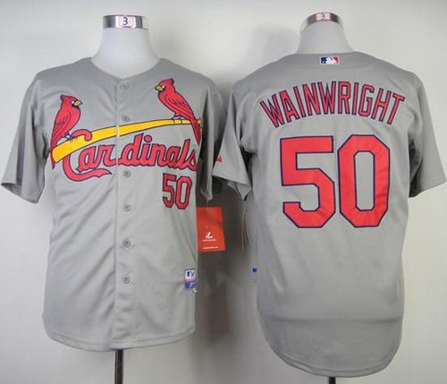 Custom Fan-Made Adam Wainwright St. Louis Cardinals #50 Grey Baseball Jersey