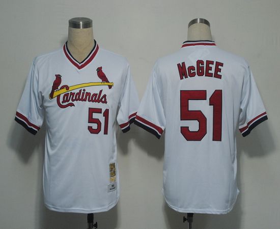 Custom Fan-Made Willie McGee St. Louis Cardinals #51 White Throwback Baseball Jersey