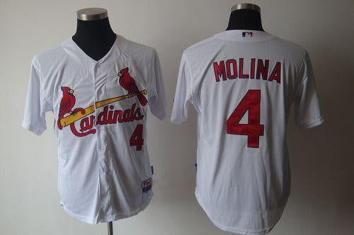 Custom Fan-Made Yadier Molina St. Louis Cardinals #4 White Baseball Jersey