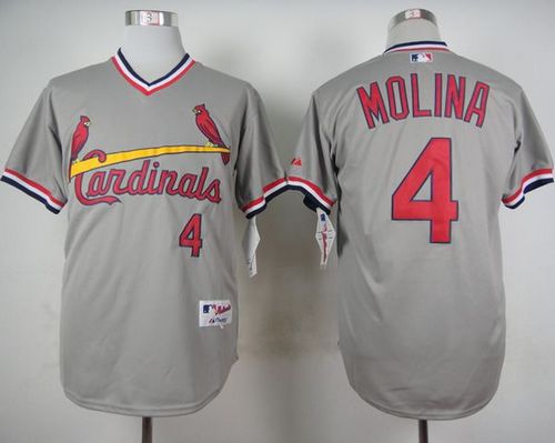 Custom Fan-Made Yadier Molina St. Louis Cardinals #4 Grey 1978 Throwback Turn Back Clock Edition Baseball Jersey
