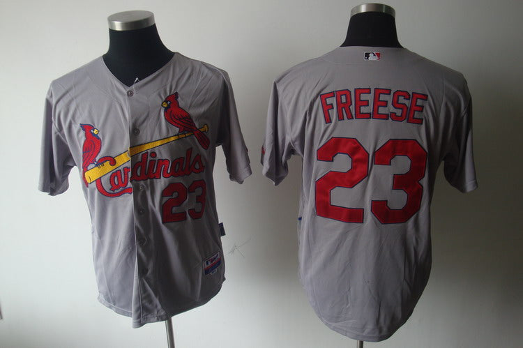 Custom Fan-Made David Freese St. Louis Cardinals #23 Grey Baseball Jersey