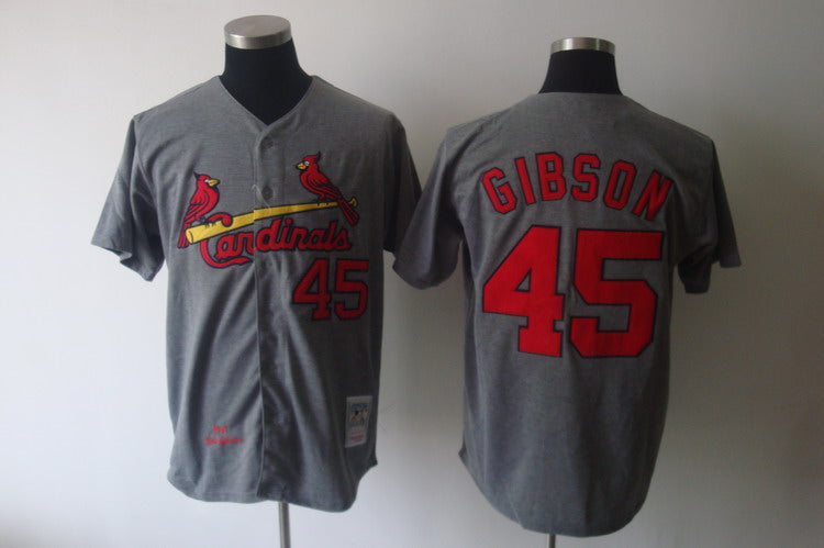 Custom Fan-Made Bob Gibson St. Louis Cardinals #45 Grey 1967 Throwback Baseball Jersey