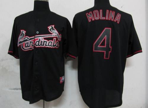 Custom Fan-Made Yadier Molina St. Louis Cardinals #4 Black Baseball Jersey