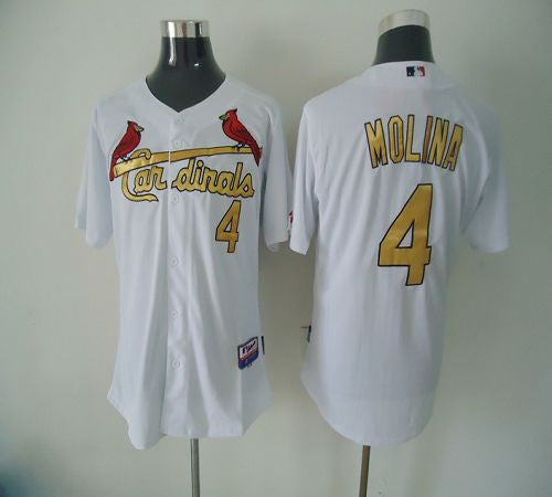 Custom Fan-Made Yadier Molina St. Louis Cardinals #4 White Baseball Jersey