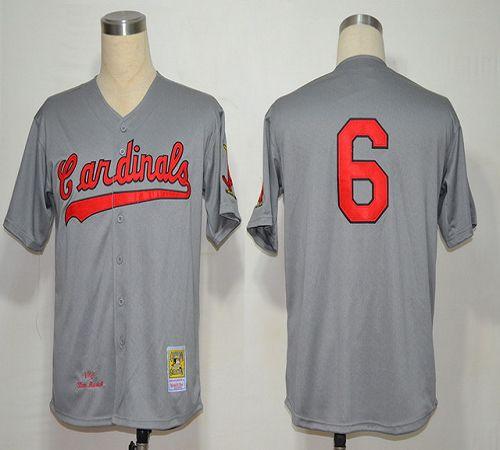 Custom Fan-Made Stan Musial St. Louis Cardinals #6 Grey 1956 Baseball Jersey