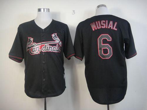 Custom Fan-Made Stan Musial St. Louis Cardinals #6 Black Baseball Jersey