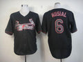 Custom Fan-Made Stan Musial St. Louis Cardinals #6 Black Baseball Jersey