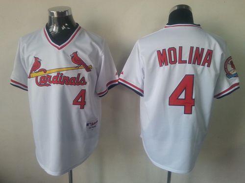 Custom Fan-Made Yadier Molina St. Louis Cardinals #4 White 1982 Throwback Turn Back Clock Edition Baseball Jersey